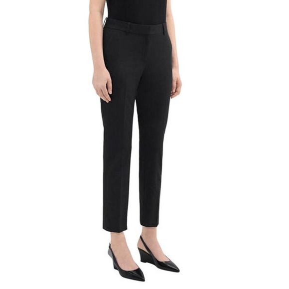 Theory Women's Treeca Wool Cropped Pant Slim Fit Straight Leg Black Size 4 - Picture 1 of 7